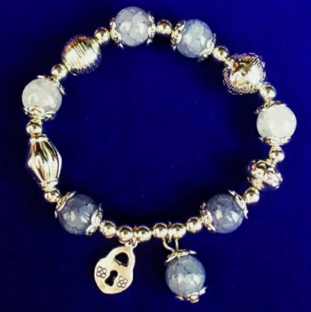 Blue Dragon Veins Agate Beaded Bracelet